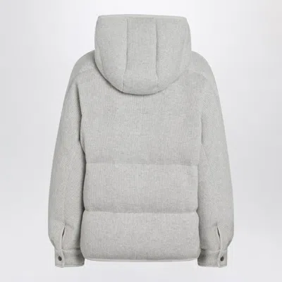 Brunello Cucinelli Greige Down Jacket In Cashmere Knit Women In Gray