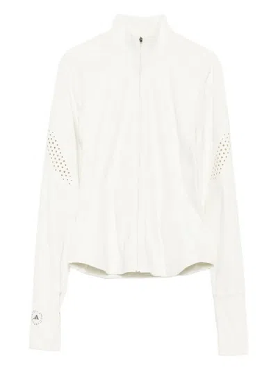 Adidas By Stella Mccartney Laser-cut Zip-up Jacket In White
