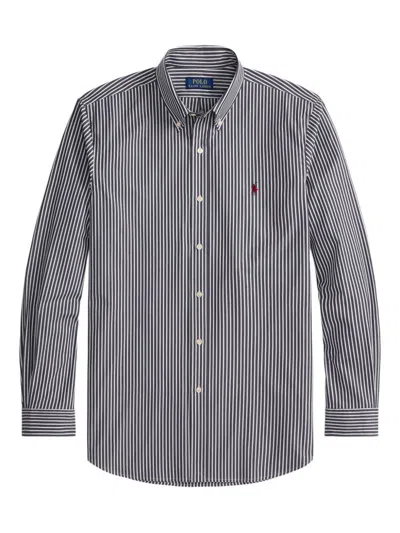 Polo Ralph Lauren Striped Pattern Button-down Collar Long Sleeves In Gray