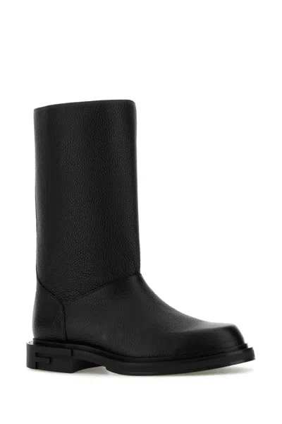 Fendi Leather Frame Boots Men In Black