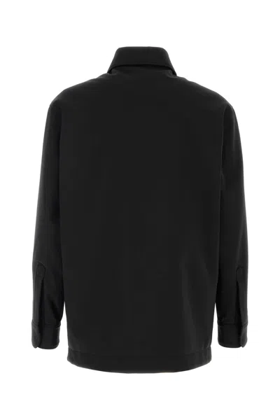 Fendi Wool Blend Jacket With Collar And Zip Pockets In Black