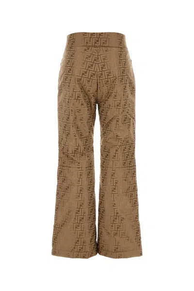 Fendi Pantalone In Misto Cotone Ricamato Donna In Black