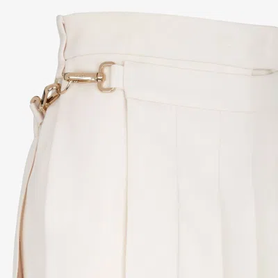 Fendi Ivory Wool Pant In Neutral
