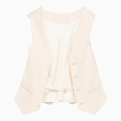 Fendi Ivory Wool Vest In Neutral
