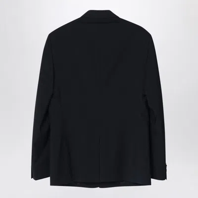 Fendi Double-breasted Jacket In Midnight Blue Virgin Wool In Black