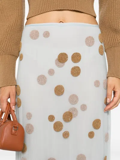 Fendi Pastel Light Blue Tulle Skirt In White