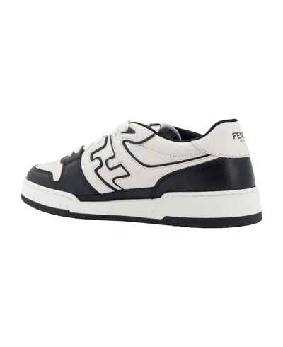 Fendi Leather Sneakers With Ff Lateral Logo In Black