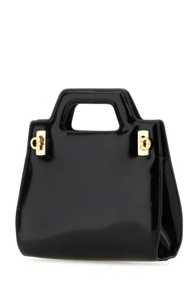 Ferragamo Black Leather Mini Wanda Handbag