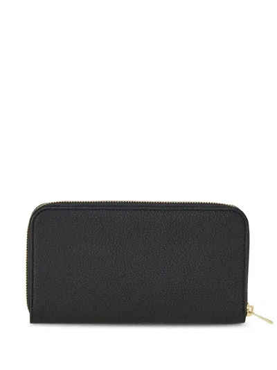Ferragamo Black Leather Wallet In Brown