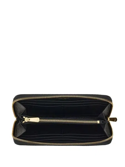 Ferragamo Black Leather Wallet In Brown