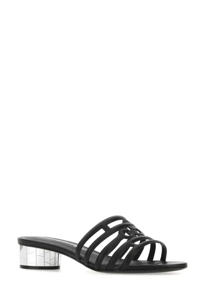 Ferragamo Finn Lambskin Mirror-heel Sandals In Black