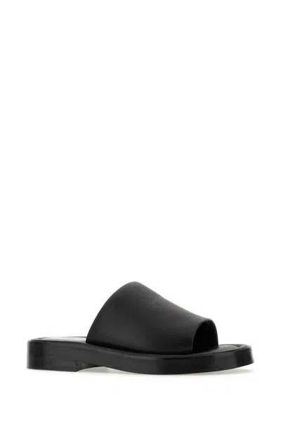 Ferragamo Leather Sandals With Embossed Logo On The Side In Black