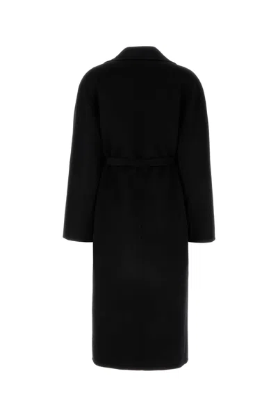 Ferragamo Black Wool Blend Coat In Black