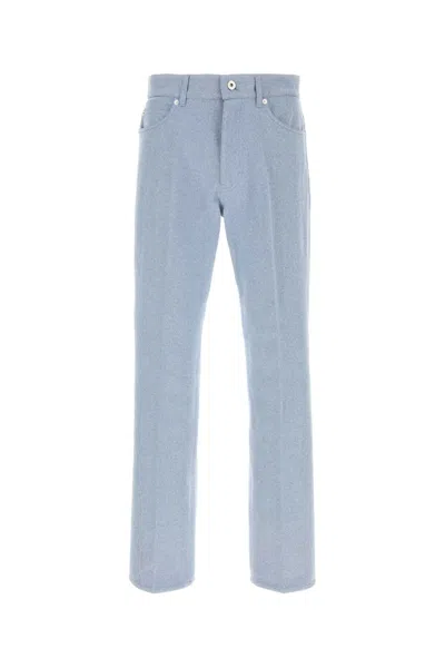Ferragamo Light-blue Oxford Pant In Blue