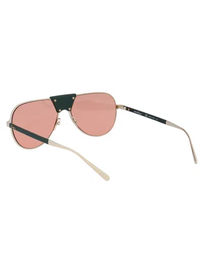 Ferragamo Light Gold Metal Sunglasses In Pink