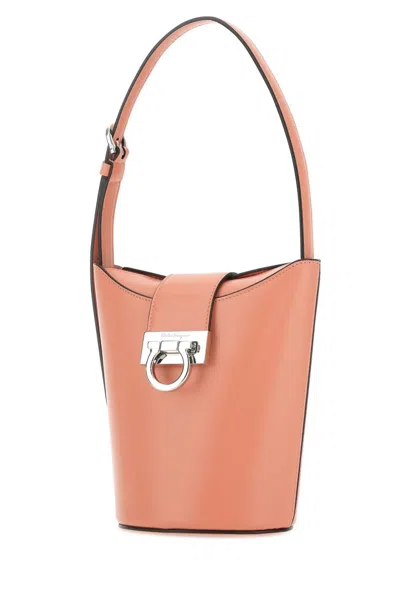 Ferragamo Pastel Light Blue Leather Bucket Bag