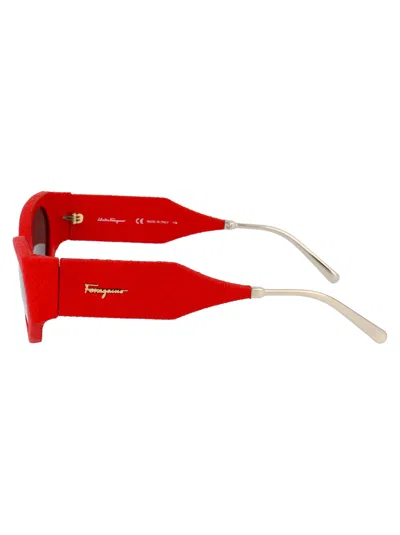 Ferragamo Red Karung Leather Sunglasses In Red