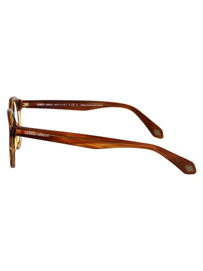 Giorgio Armani Striped Brown Acetate Sunglasses In Multi