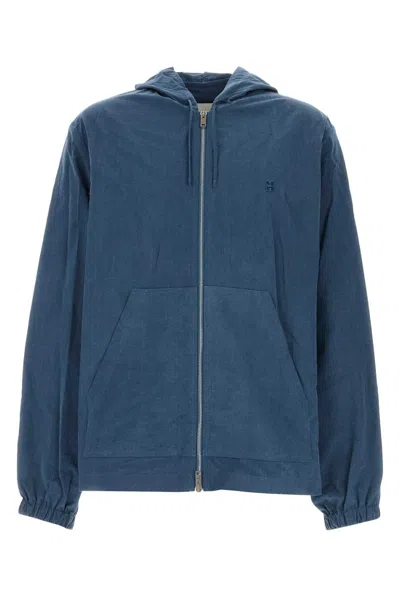 Givenchy Cotton Jacket With Hood And Front Pockets In Blue