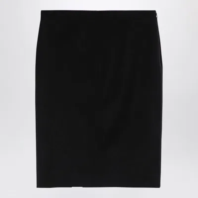 Givenchy Black Wool Skirt With Metal Button 4g In Black