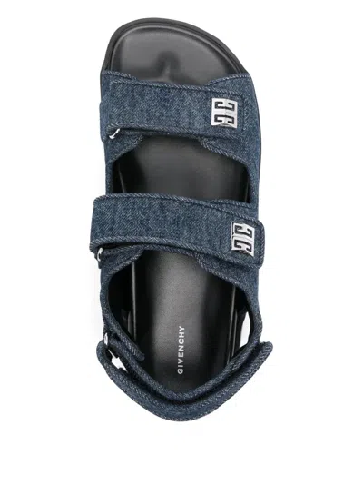 Givenchy 4g Strap Flat Sandals In Blue