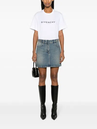 Givenchy Mini Skirt In Denim With Chain Details In Blue
