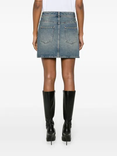 Givenchy Mini Skirt In Denim With Chain Details In Blue