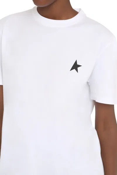 Golden Goose Logo Print Cotton T Shirt In White