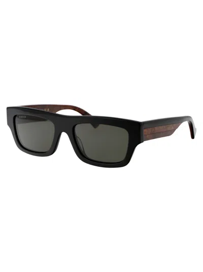 Gucci Womens Black Gc002051 Gg1301s Rectangle-frame Acetate Sunglasses In Green