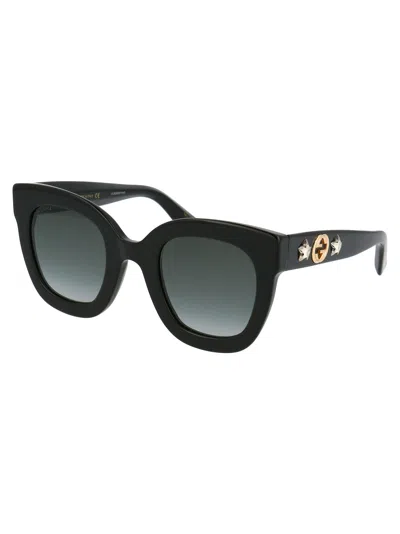 Gucci Black Black Grey Acetate Sunglasses In Brown