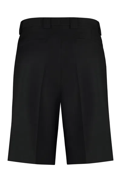 Gucci Black Bermuda Shorts With Web Detail In Wool Man In Black