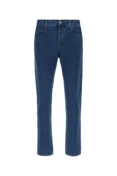 Gucci Men Slim Fit Denim Cotton Jeans In Blue