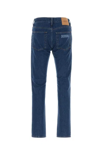 Gucci Men Slim Fit Denim Cotton Jeans In Blue