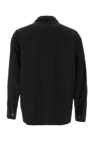 Herno Boxy Cropped Black Nylon Jacket With Classic Collar In Black