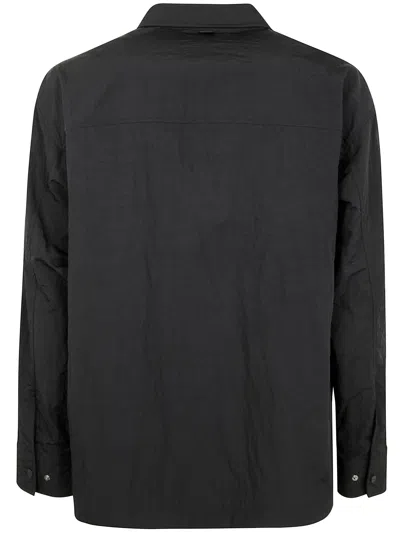 Herno Boxy Cropped Black Nylon Jacket With Classic Collar In Black