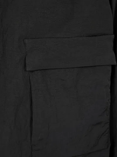 Herno Boxy Cropped Black Nylon Jacket With Classic Collar In Black