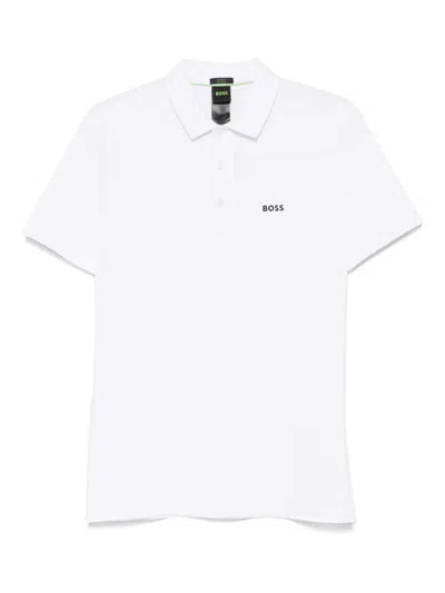 Hugo Boss Rubberised-logo Polo Shirt In White