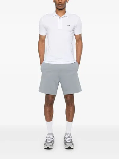 Hugo Boss Rubberised-logo Polo Shirt In White