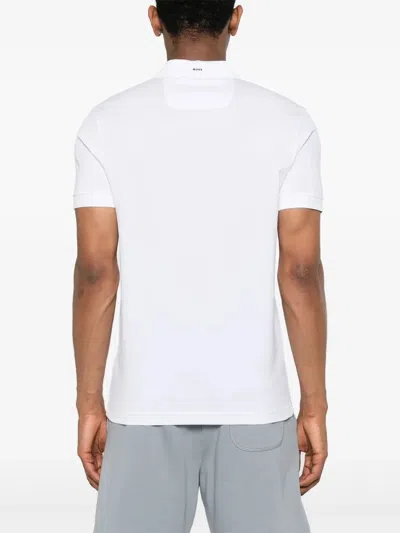 Hugo Boss Rubberised-logo Polo Shirt In White