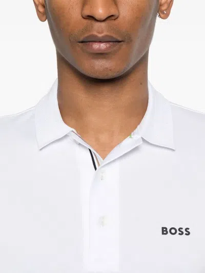 Hugo Boss Rubberised-logo Polo Shirt In White