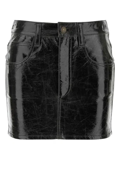 Isabel Marant Minigonna Laviana In Similpelle Ardesia Donna In Black