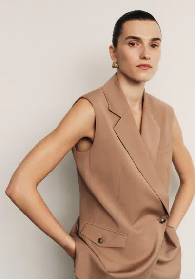 Viktoria & Woods Destination Sleeveless Blazer In Brown