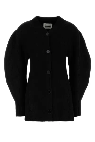 Jil Sander Black Wool Cardigan In Black