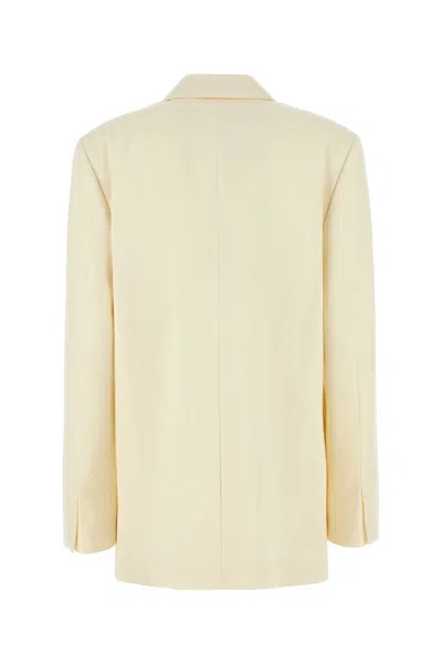 Jil Sander Cream Wool Blazer In Black