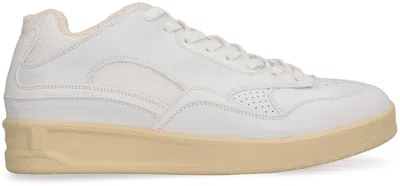 Jil Sander White Leather And Fabric Sneakers In Multi