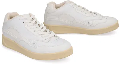 Jil Sander White Leather And Fabric Sneakers In Multi