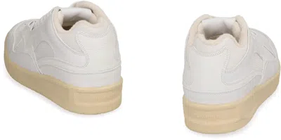 Jil Sander White Leather And Fabric Sneakers In Multi