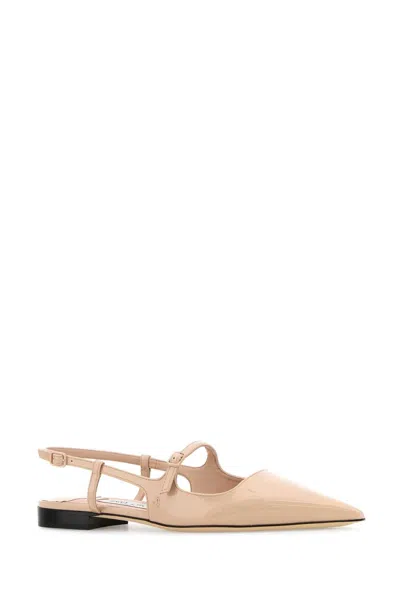 Jimmy Choo Scarpa Didi Flat Nude In Patent Leather In Neutral