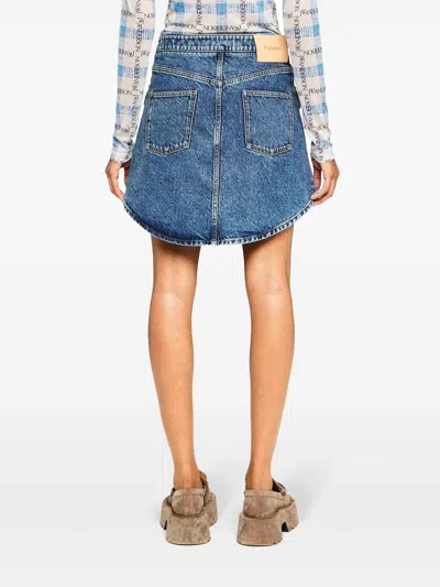 Jw Anderson J. W. Anderson Curved Patch Pockets Mini Denim Skirt In Blue