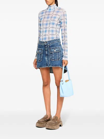 Jw Anderson J. W. Anderson Curved Patch Pockets Mini Denim Skirt In Blue